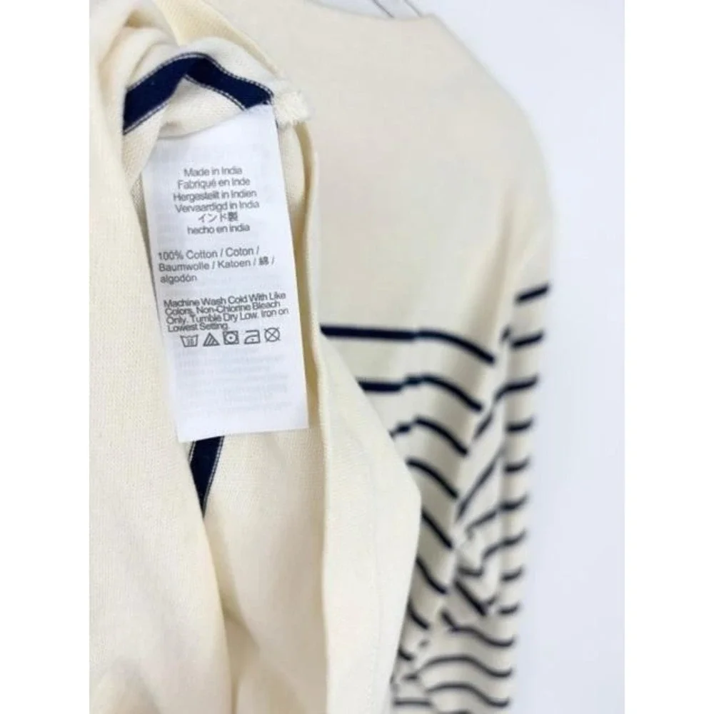 J Crew Cropped Boatneck T-Shirt With Buttons Mariner Cotton Nautical Size Medium